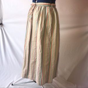 orvis multi color striped midi skirt